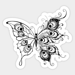 Butterfly with Peacock Feathers Sticker